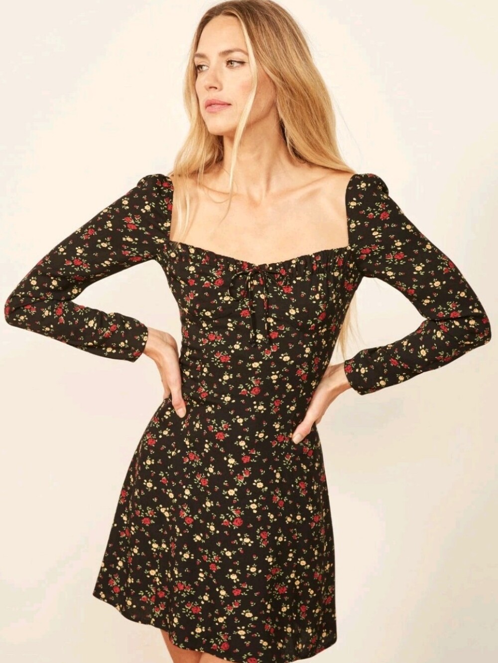 Reformation Rebecca Black Floral Print Mini Dress